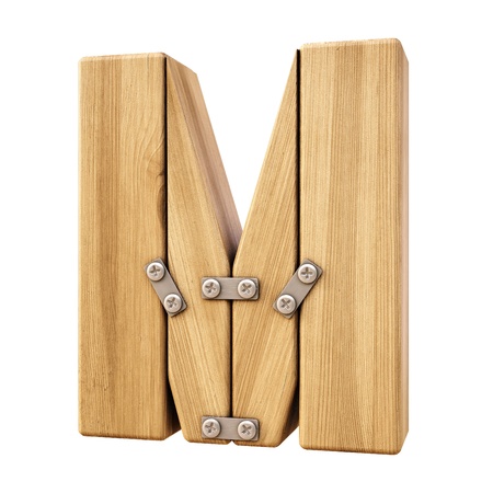 Alphabet from wood. Isolated on white.の写真素材