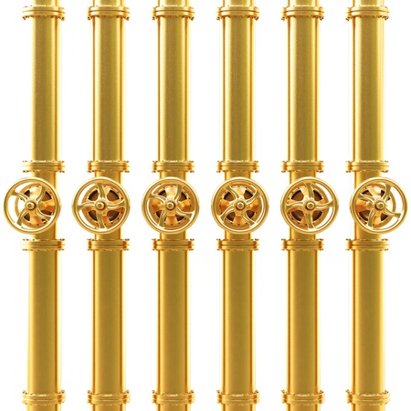 golden pipes. Isolated on white.の写真素材