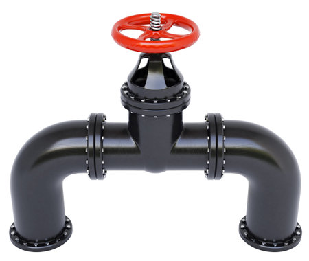 black oil pipes. Isolated on white.の写真素材