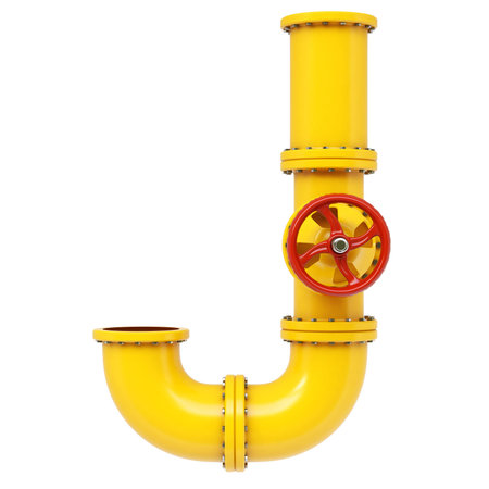 Alphabet J from gas pipes. Isolated on white background.の写真素材