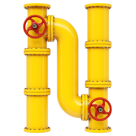 Alphabet N from gas pipes. Isolated on white background.の写真素材