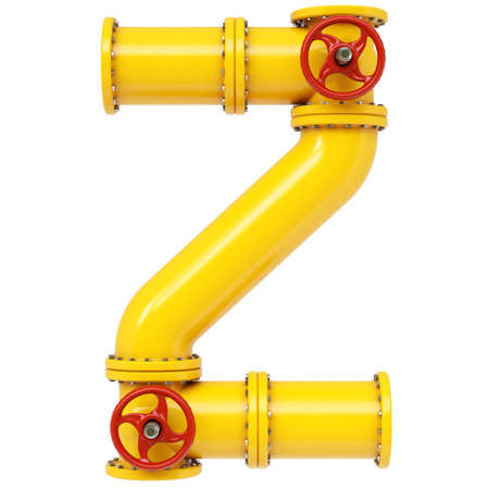 Alphabet Z from gas pipes. Isolated on white background.の写真素材
