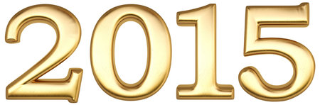 new 2015 year from gold. isolated on white.の写真素材