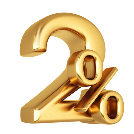 percent discount from gold. isolated on white background.