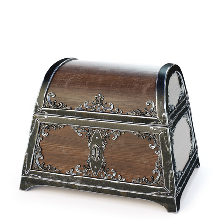 old wooden chest. isolated on a white background. 3D illustration.の写真素材