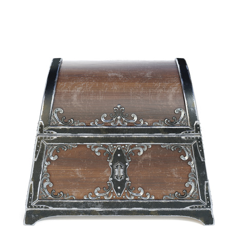 old wooden chest. isolated on a white background. 3D illustration.の写真素材