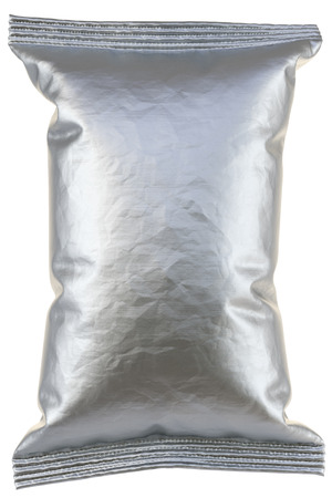 aluminum foil package. Isolated on white background. 3D illustration.の写真素材