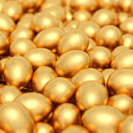 background of golden eggs. 3d rendering