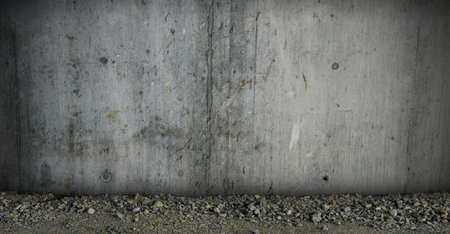 Concrete wall texture with gravel floorの写真素材