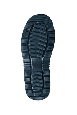 The sole of his boot with protekterom on a white backgroundの写真素材