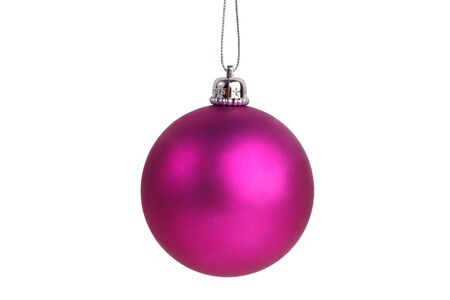 Beautiful Christmas toy ball purple on white backgroundの写真素材