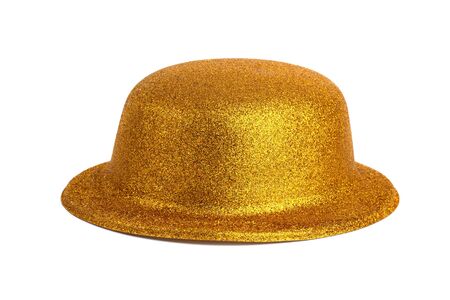 Yellow Magic shiny hat on a white backgroundの写真素材