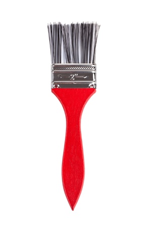 Wooden paint brush with bristles on a white backgroundの写真素材