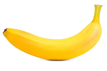 A delicious, ripe yellow bananas on white backgroundの写真素材