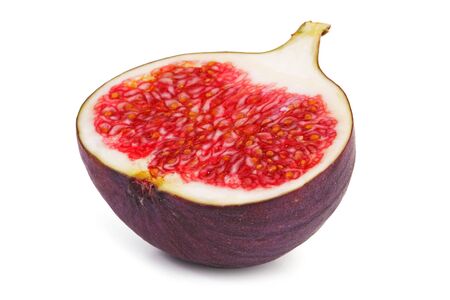 Half of fresh figs with grains on white backgroundの写真素材