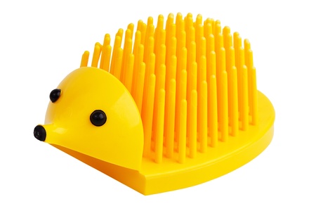 Stand pencils in the shape of a hedgehog on a white backgroundの写真素材