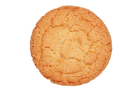 Appetizing round ruddy biscuits on a white backgroundの写真素材