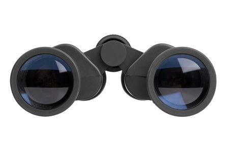 Binocular lenses with black on a white backgroundの写真素材