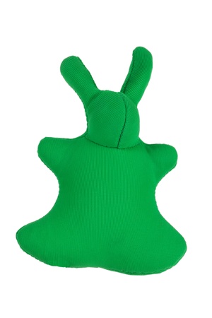 A soft rag rabbit for relaxing on a white backgroundの写真素材