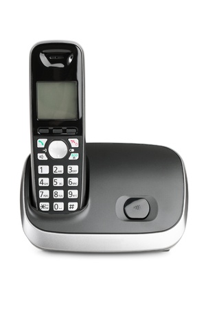 Compact cordless phone on a white backgroundの写真素材