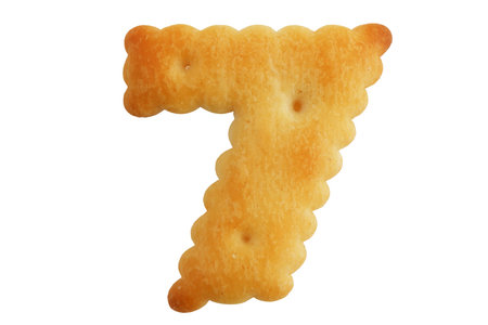 Cookies crackers in a figure seven on white backgroundの写真素材