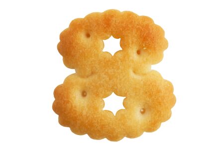 Cookies crackers in a figure eight on white backgroundの写真素材