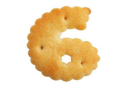 Cookies crackers in a figure six on white backgroundの写真素材