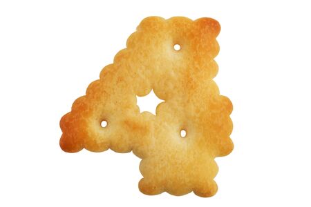 Cookies crackers in a figure four on white backgroundの写真素材