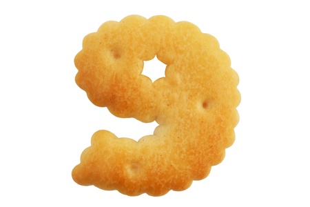Cookies crackers in a figure nine on white backgroundの写真素材