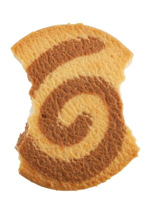 Round shortbread with the imprint of teeth on a white backgroundの写真素材