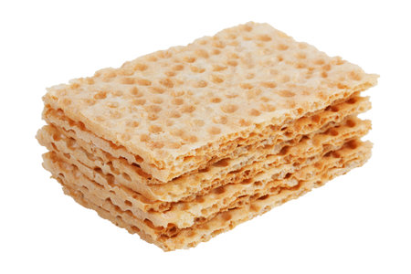 Slices of rye breads on a white background
