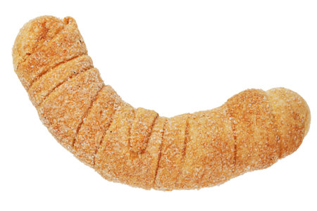 Croissant, sprinkled with sugar on a white background