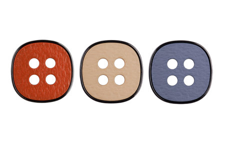 Three original plastic buttons on a white background