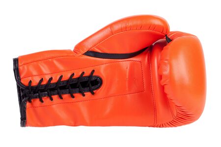 Laced boxing glove on a white backgroundの写真素材