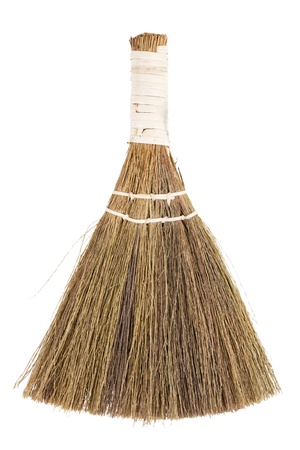 Whisk for sweeping debris on a white backgroundの写真素材