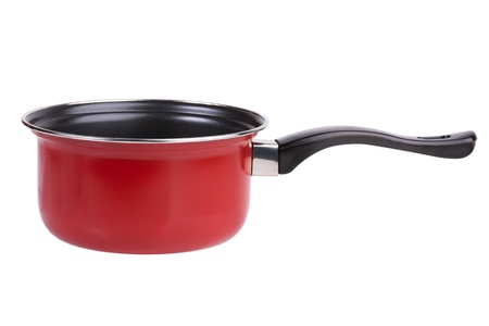 The iron pot with a handle on a white backgroundの写真素材