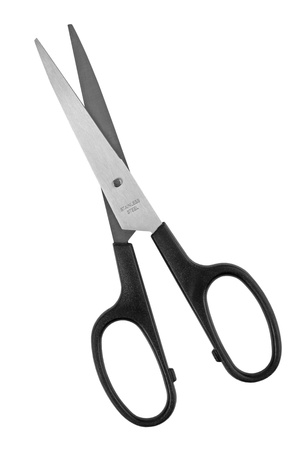Small sharp scissors on a white backgroundの写真素材