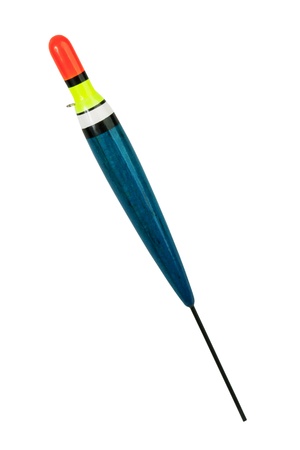 Blue elongated float fishing on a white backgroundの写真素材