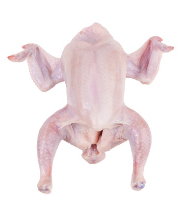Carcass chicken wings on a white backgroundの写真素材