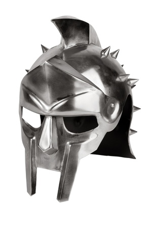 Imitation of Roman legionary helmet on a white backgroundの写真素材