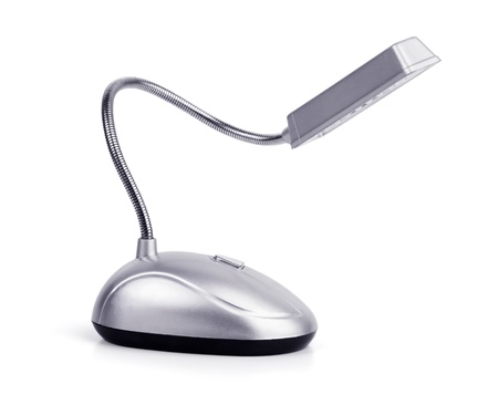 Compact reading lamps on a white backgroundの写真素材