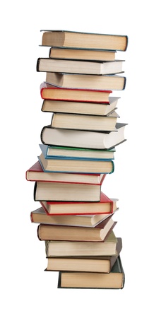 The high stack of books on a white background The high stack of books on a white background