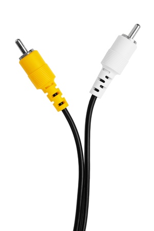 Bifurcated cable with colored pins on a white backgroundの写真素材