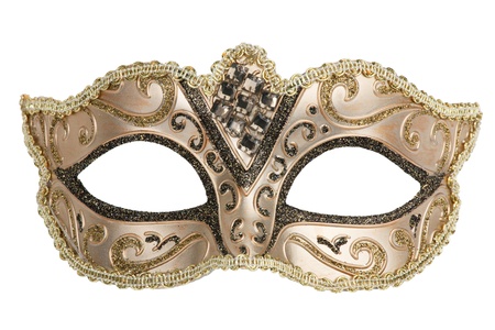 Carnival mask decorated with designs on a white backgroundの写真素材