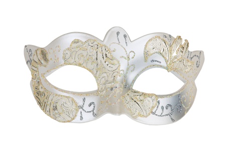 The white carnival mask decorated with silver and goldの写真素材