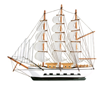 Copy of an old sailing ship on a white backgroundの写真素材