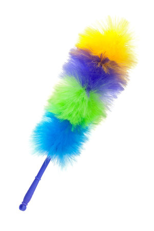 Fluffy brush to clean the dust on a white background