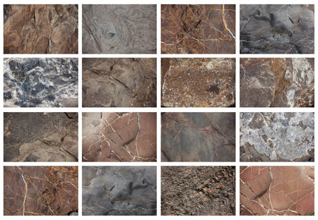Stone surfaces of different colors and textures