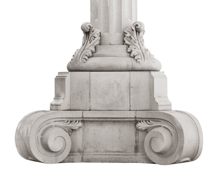 Base ancient marble column on a white backgroundの写真素材