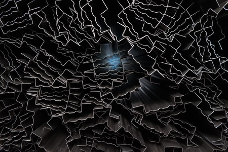 Stacked on top of each other metal profiles abstract background